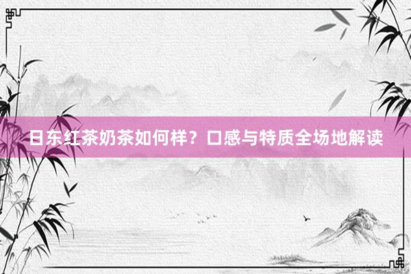 日东红茶奶茶如何样？口感与特质全场地解读